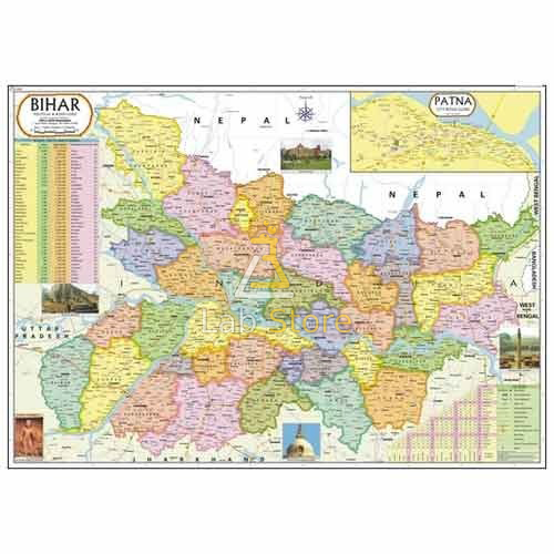 Bihar Political Cum Physical Map Chart